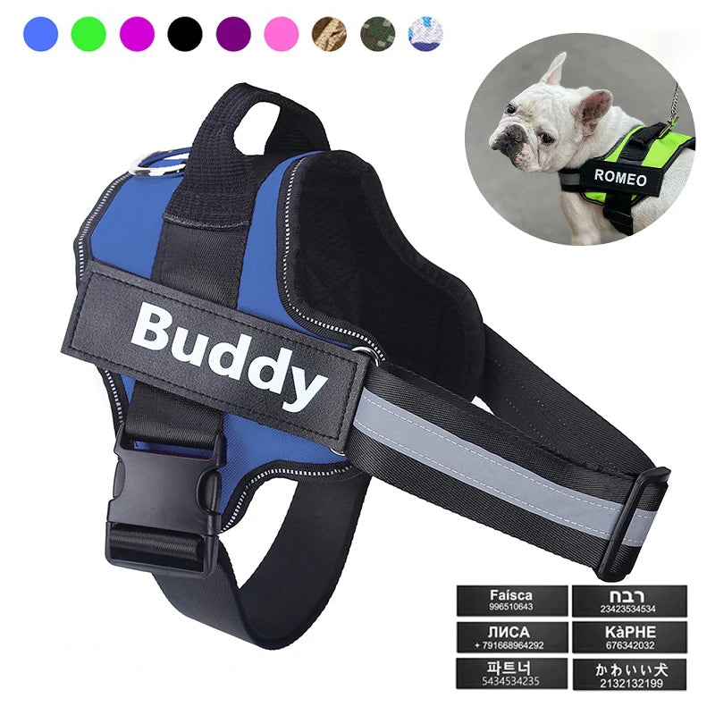 Personalized No-Pull Dog Harness Reflective Custom Patch Adjustable Vest