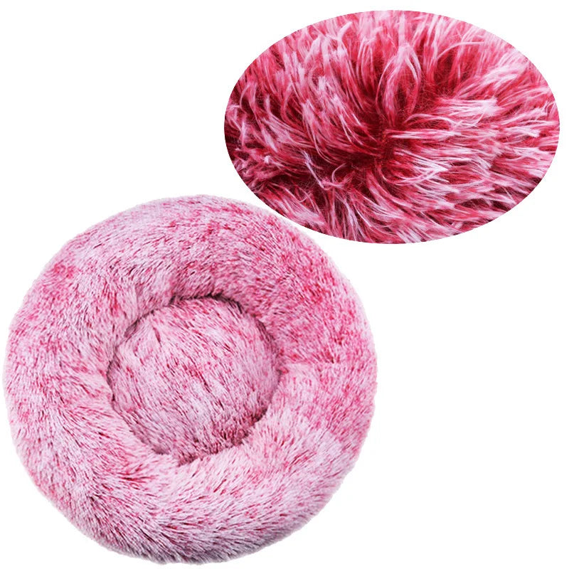 40 to 90cm Round Plush Pet Bed Soft Warm Dog Cat House Winter Sleeping