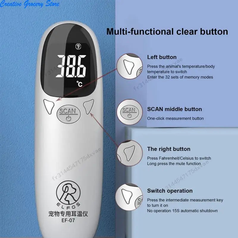 Pet Ear Digital Thermometer Non Contact Accurate Measuring Tool for Home Clinic