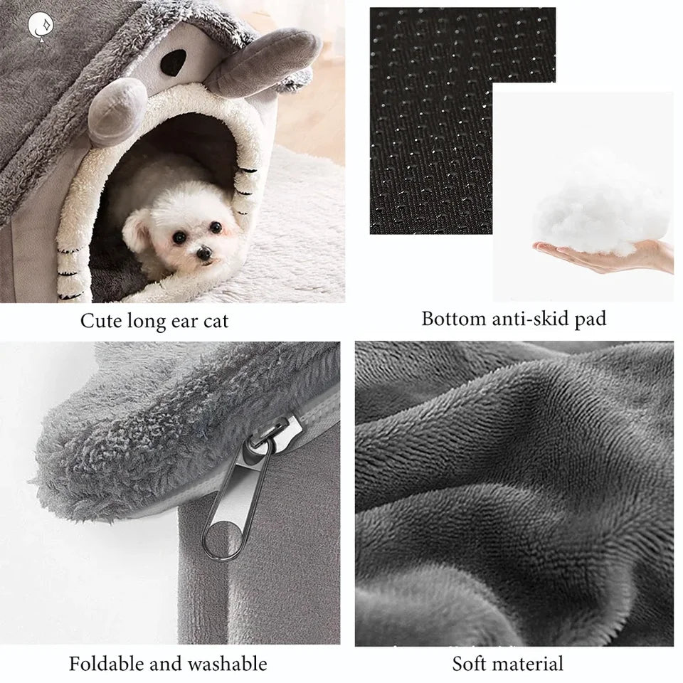 Foldable Pet House for Small Medium Dogs Cats Winter Bed with Mattress