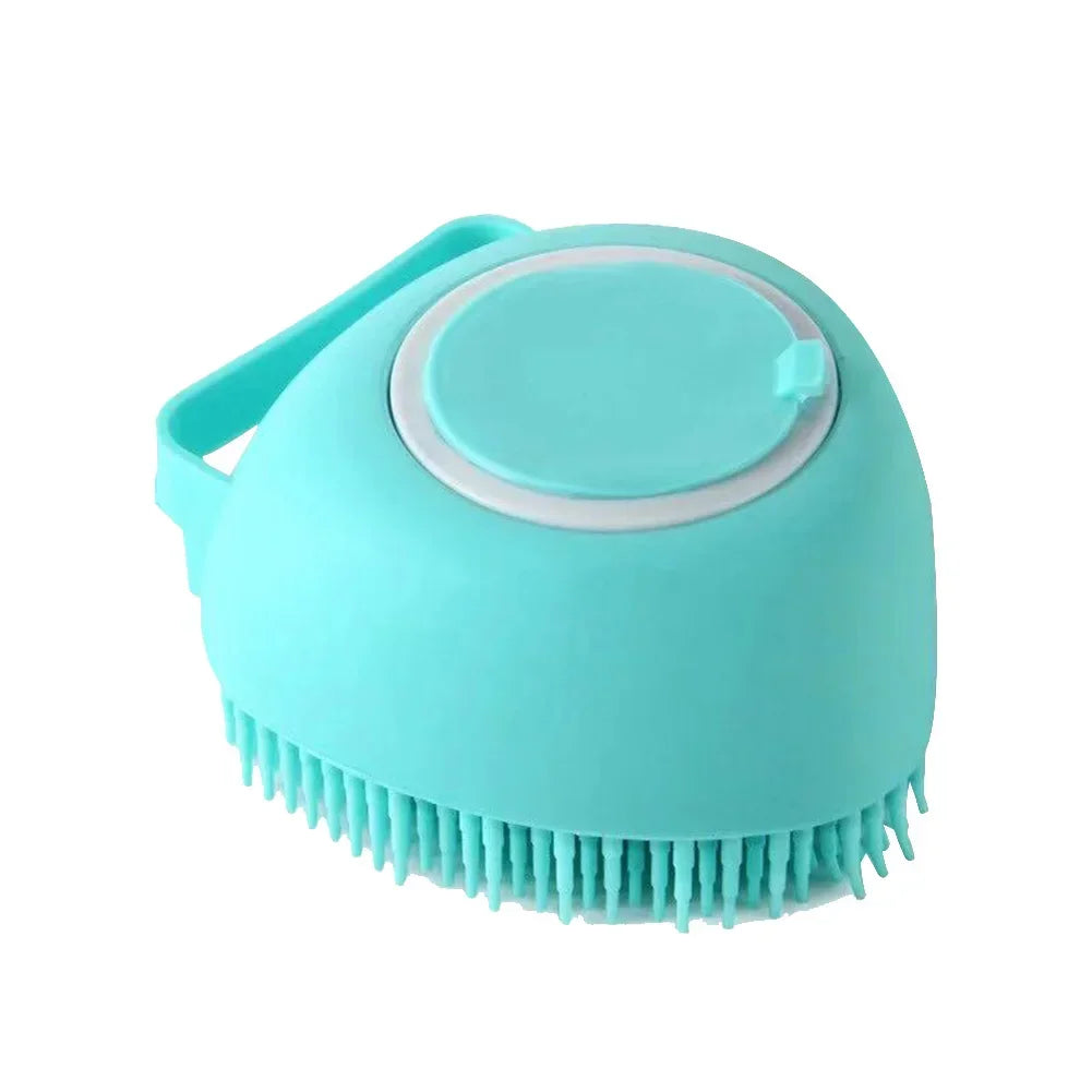 Silicone Pet Bath Massage Brush with Gel Dispenser Soft Dog Cat Scrubber