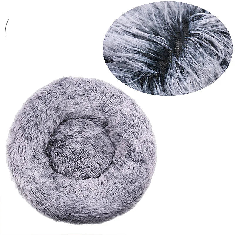 40 to 90cm Round Plush Pet Bed Soft Warm Dog Cat House Winter Sleeping