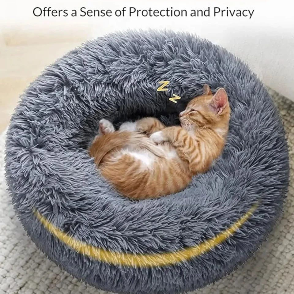 40 to 90cm Round Plush Pet Bed Soft Warm Dog Cat House Winter Sleeping