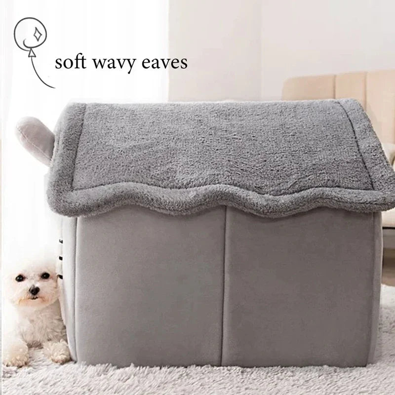 Foldable Pet House for Small Medium Dogs Cats Winter Bed with Mattress