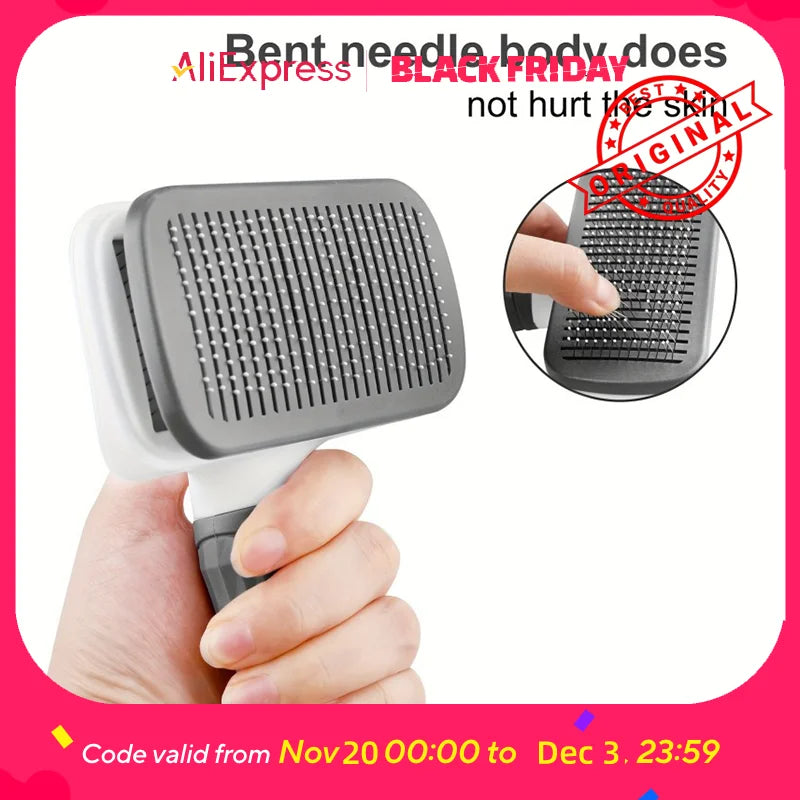 Gentle Pet Grooming Brush One Touch Detangle Deshed Easy Clean Tool