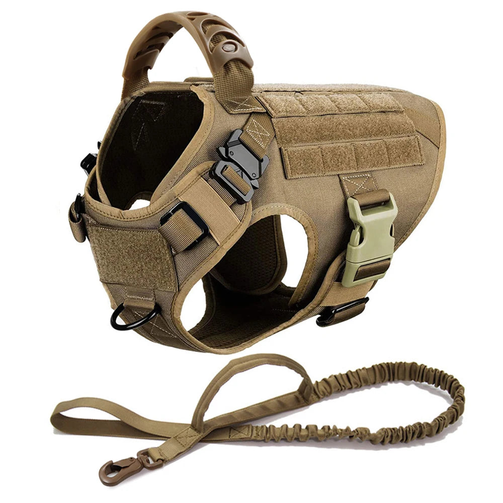Tactical Dog Harness Leash Set for Large Dogs Training Walking No Pull Vest