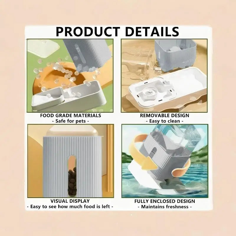 3.5L Automatic Pet Feeder and Water Dispenser Gravity Feeding Set with Bowls