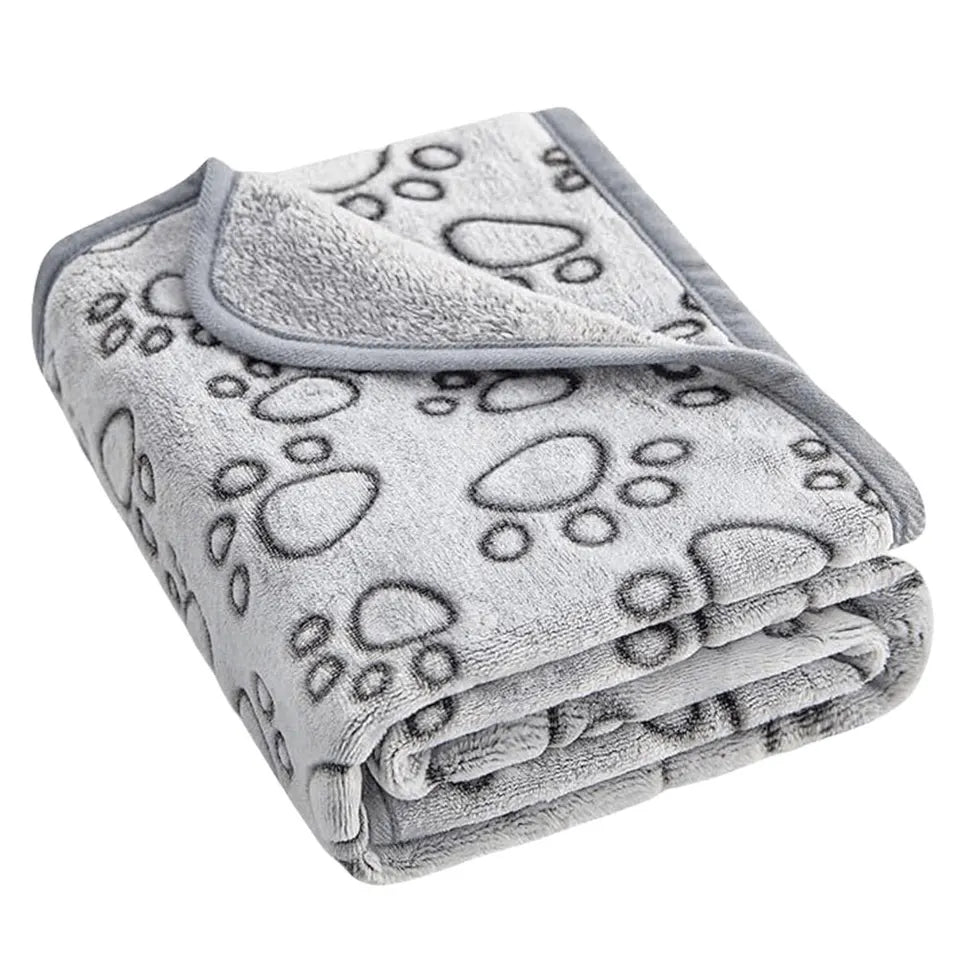 Flannel Paw Print Puppy Blanket Soft Warm Washable Pet Sleep Mat