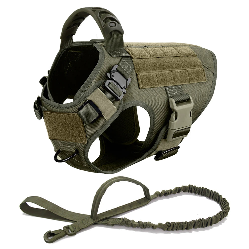 Tactical Dog Harness Leash Set for Large Dogs Training Walking No Pull Vest