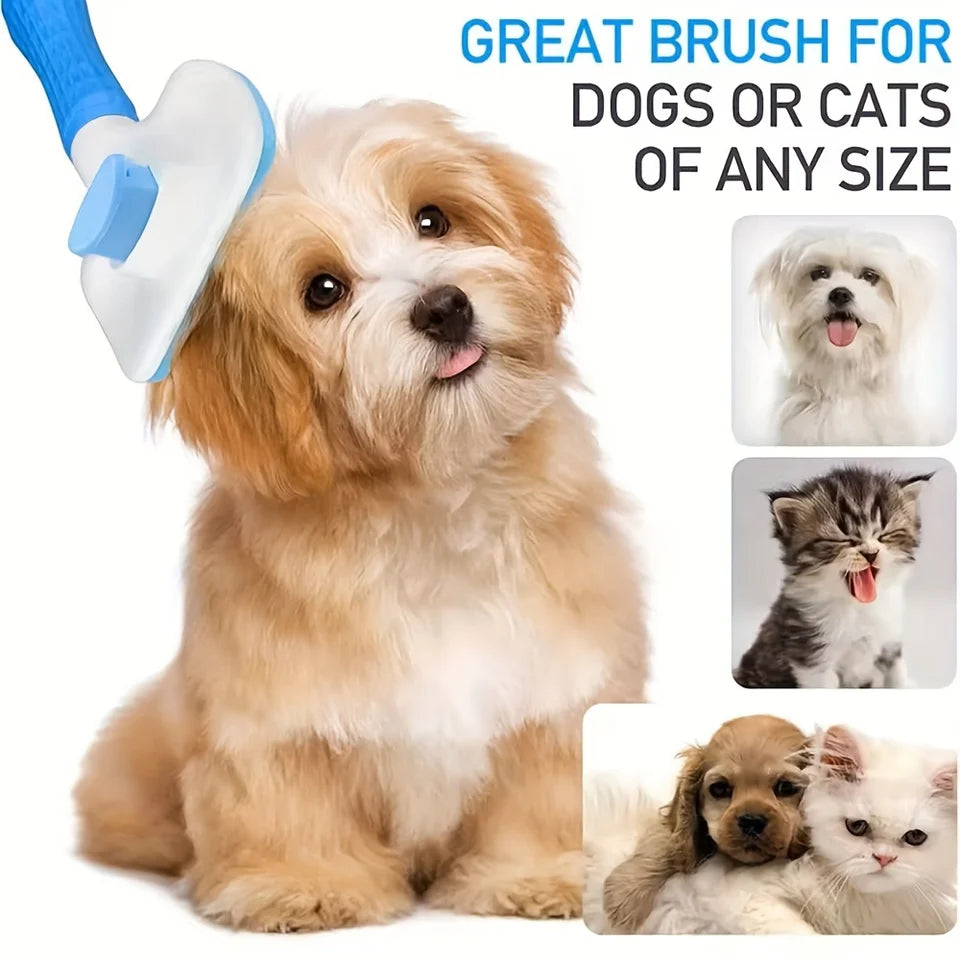 Gentle Pet Grooming Brush One Touch Detangle Deshed Easy Clean Tool