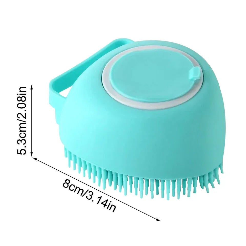 Silicone Pet Bath Massage Brush with Gel Dispenser Soft Dog Cat Scrubber