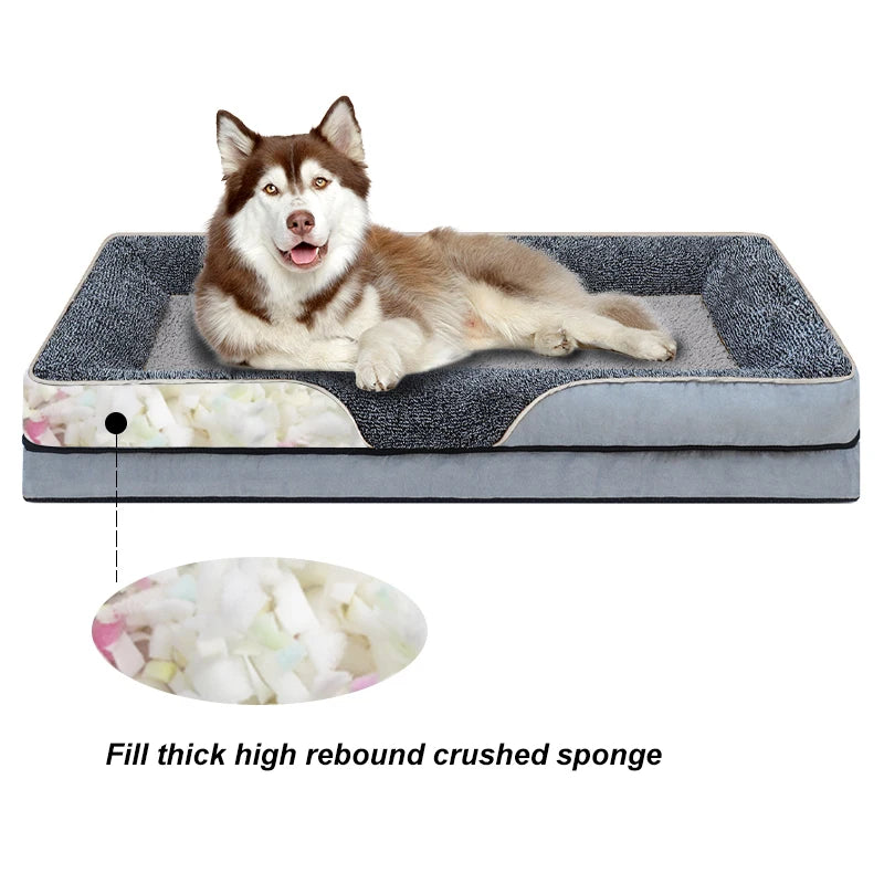 Oversized Pet Sofa Bed Removable Washable Soft Raised Edge Dog Cat Bed