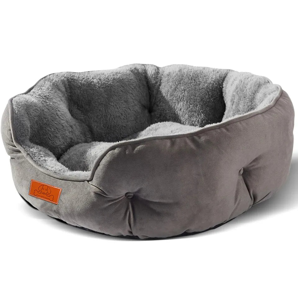 Soft Washable Pet Bed with Non Slip Base Water Resistant 50cm Grey
