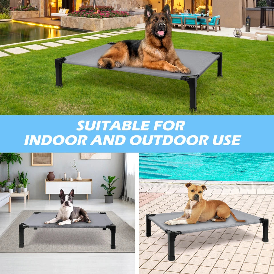 Elevated Dog Bed with Cooling Mesh Metal Frame Portable Raised Pet Cot
