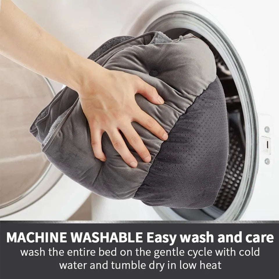 Soft Washable Pet Bed with Non Slip Base Water Resistant 50cm Grey