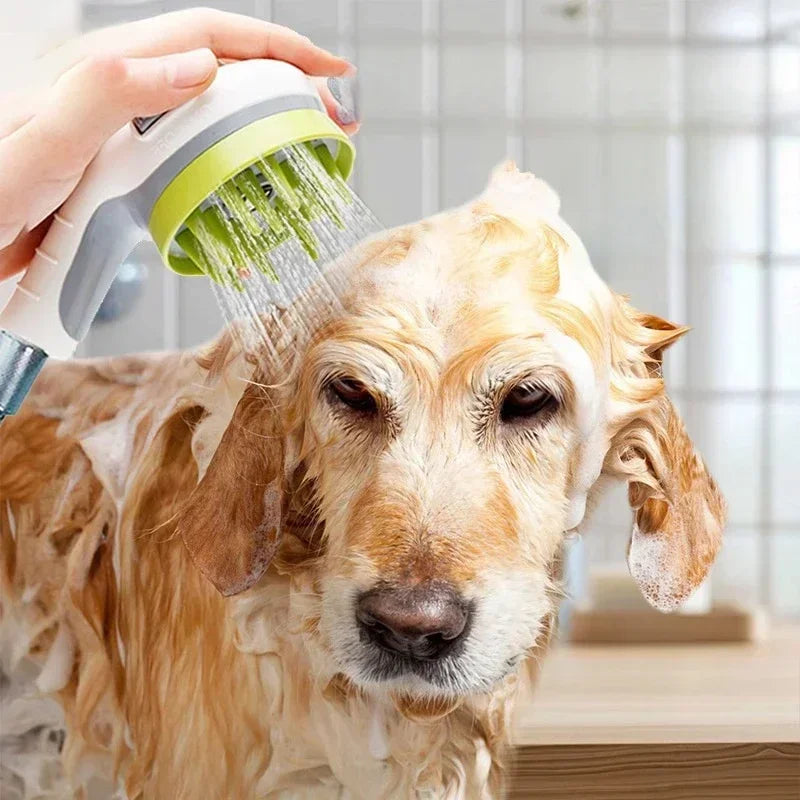 Pet Shower Sprayer Dog Bath Tool with Massage Brush Easy Washing Cleaner