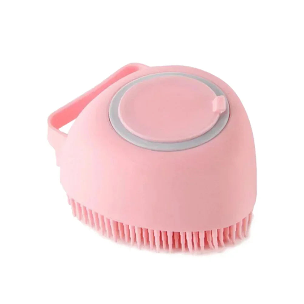 Silicone Pet Bath Massage Brush with Gel Dispenser Soft Dog Cat Scrubber