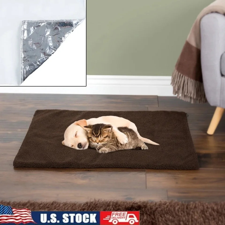 Self Heating Pet Pad Washable Thermal Dog Cat Mat with Sherpa Cover