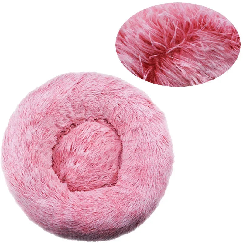 40 to 90cm Round Plush Pet Bed Soft Warm Dog Cat House Winter Sleeping