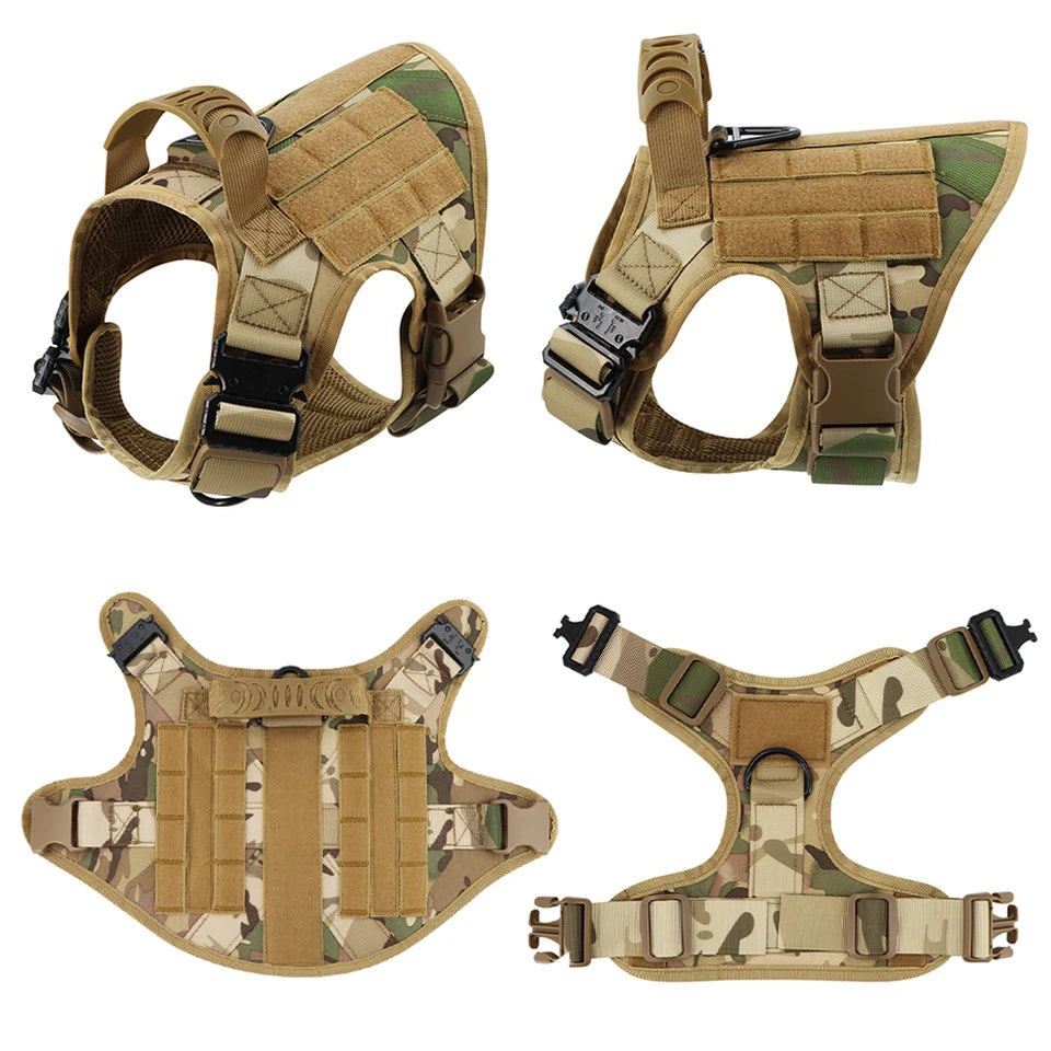 Tactical Dog Harness Leash Set for Large Dogs Training Walking No Pull Vest
