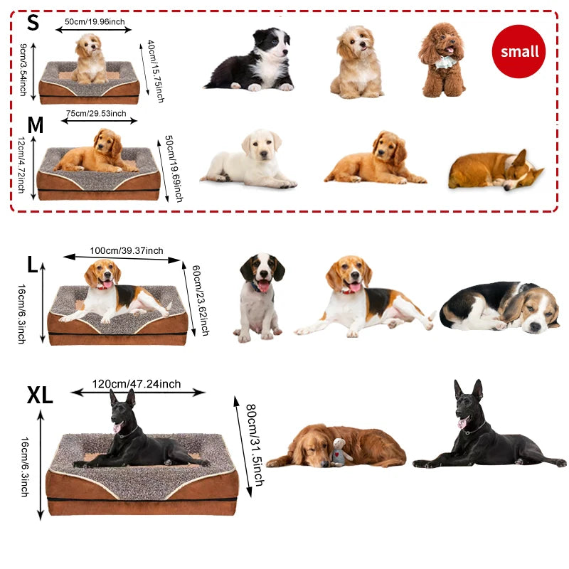 Oversized Pet Sofa Bed Removable Washable Soft Raised Edge Dog Cat Bed