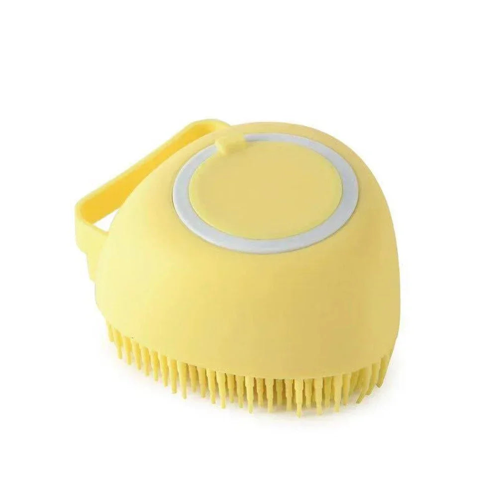 Silicone Pet Bath Massage Brush with Gel Dispenser Soft Dog Cat Scrubber